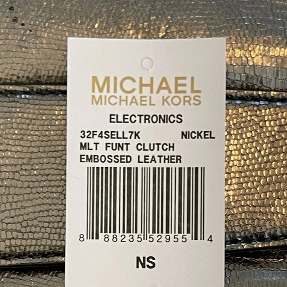 MICHAEL KORS Metallic Embossed-Leather Tablet Color Nickel - Picture 10 of 10